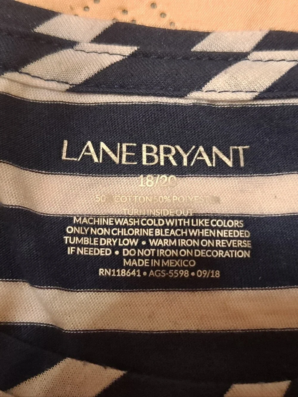 Lane Bryant Womens Navy & White Striped Tee - 'Wine not?' Graphic Size 18/20 - Picture 5 of 6